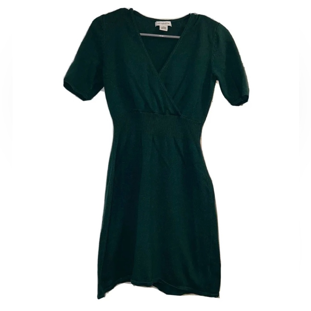 Liz Claiborne Green Short Sleeve Sweater Dress